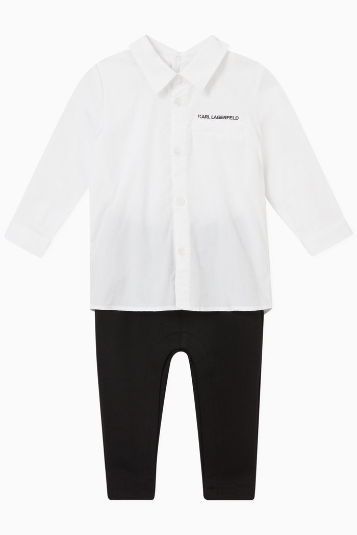 

Logo Print Shirt and Trousers, Set of Two, White