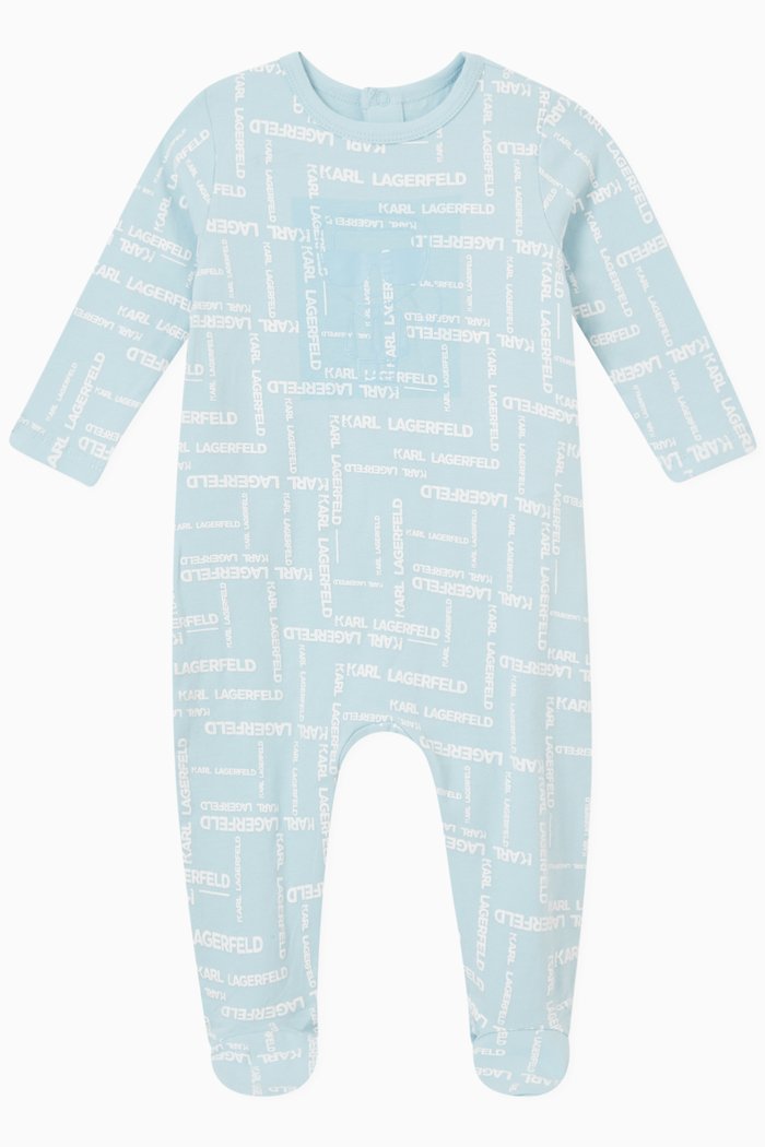 All-over Logo Print Pyjama in Jersey, Blue