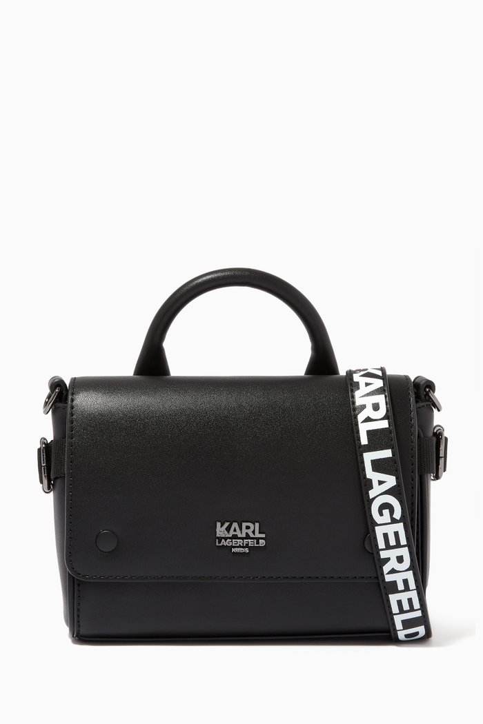 

Logo-plaque Shoulder Bag in Faux Leather, Black