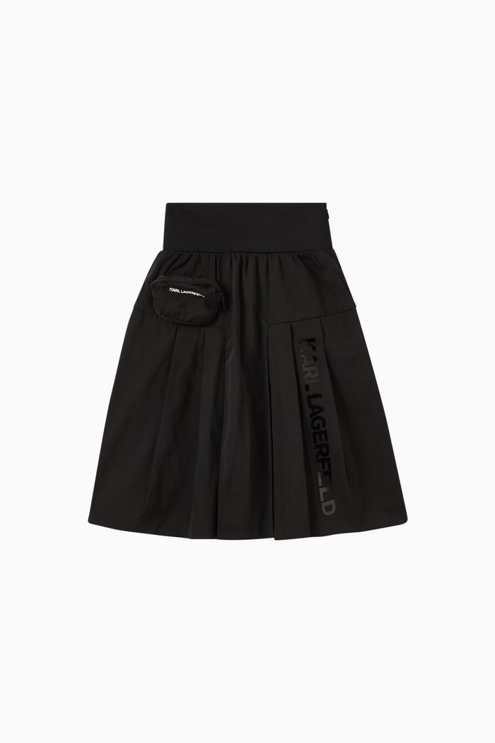 

Logo Midi Skirt in Polyester, Black