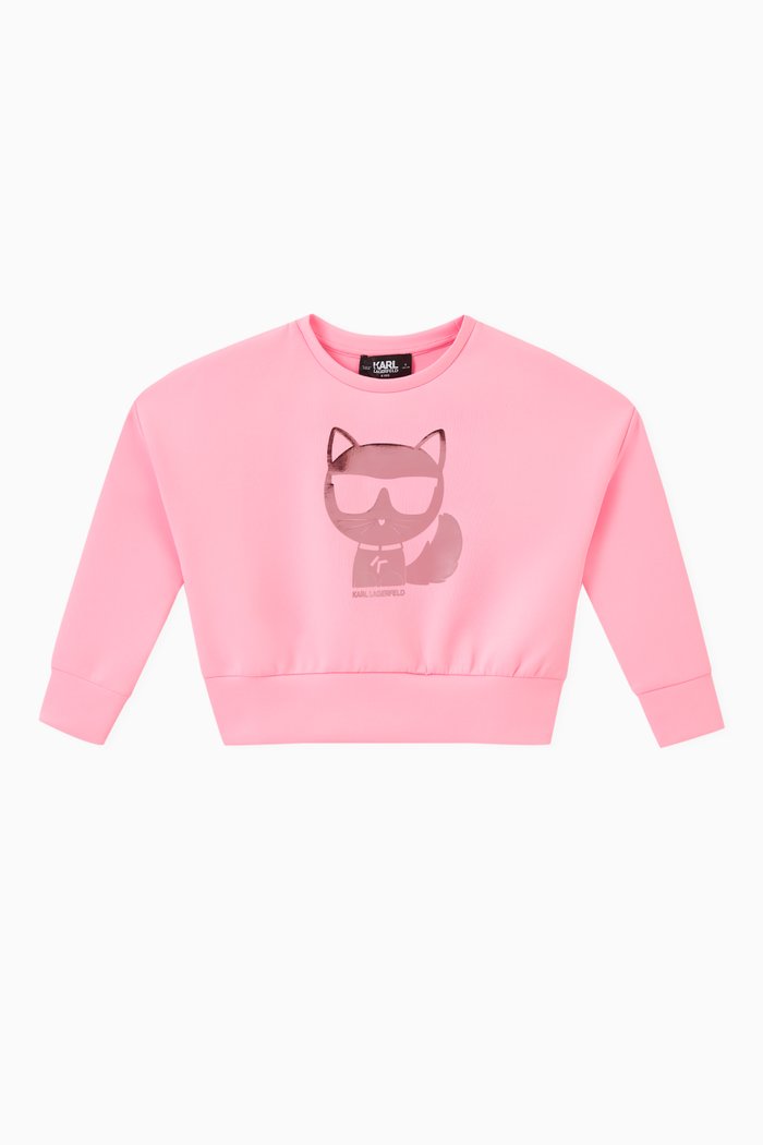

Choupette Print Sweatshirt in Viscose Blend, Pink