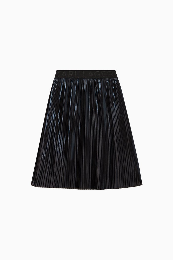 

Metallic Pleated Skirt, Blue