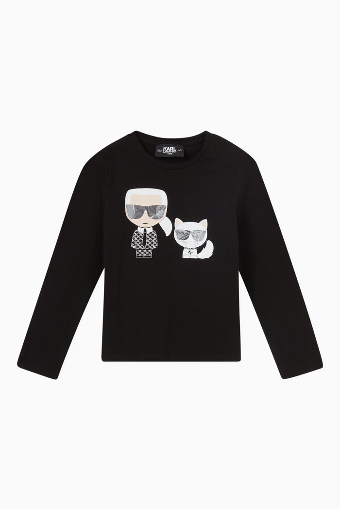 Choupette Karl T-shirt in Cotton Jersey, Black