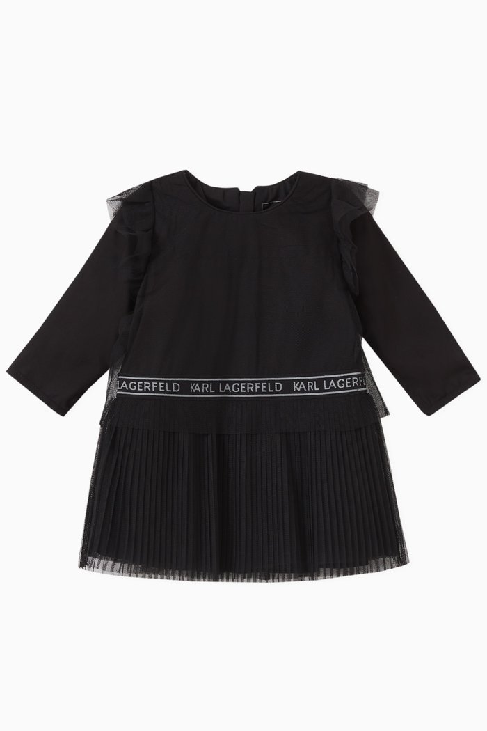 

Logo Tape Dress in Tulle, Black