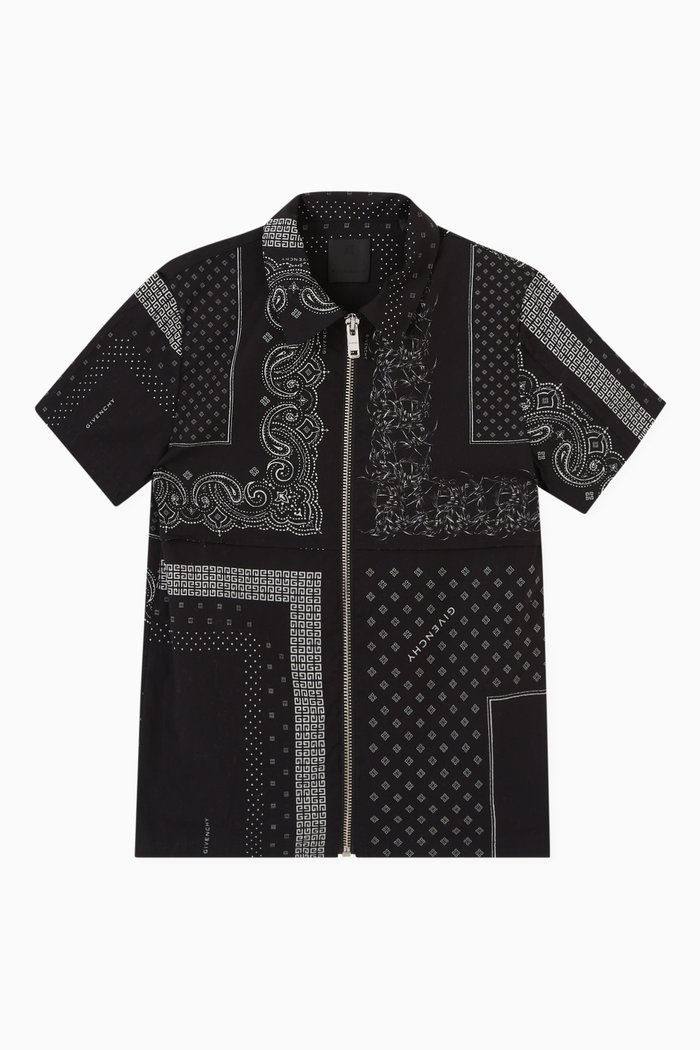 

Bandana Zip-up Shirt in Cotton, Black