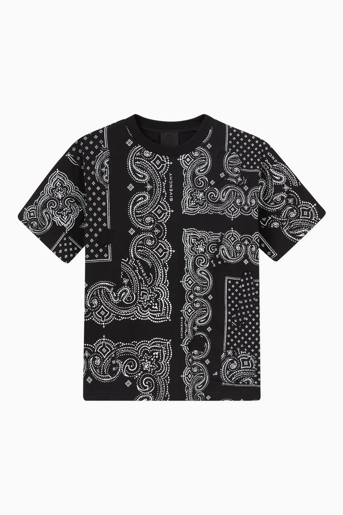 Bandana Print T-shirt in Cotton, Black