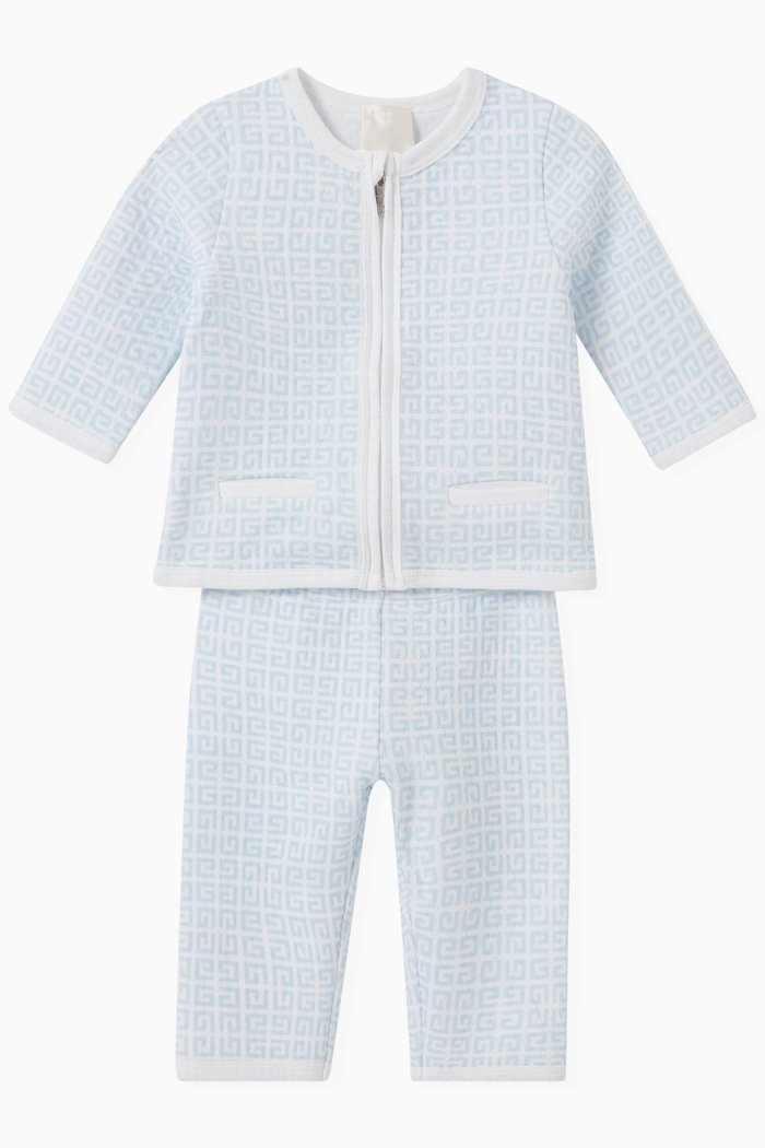 

Monogram Print Cardigan and Leggings, Set of Two, Blue