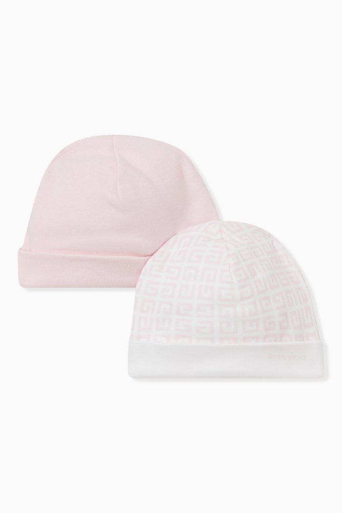 

Monogram Beanie Hat Set in Cotton, Multicolour
