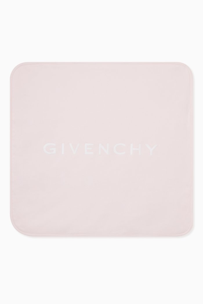 

Logo Print Baby Blanket in Cotton, Pink