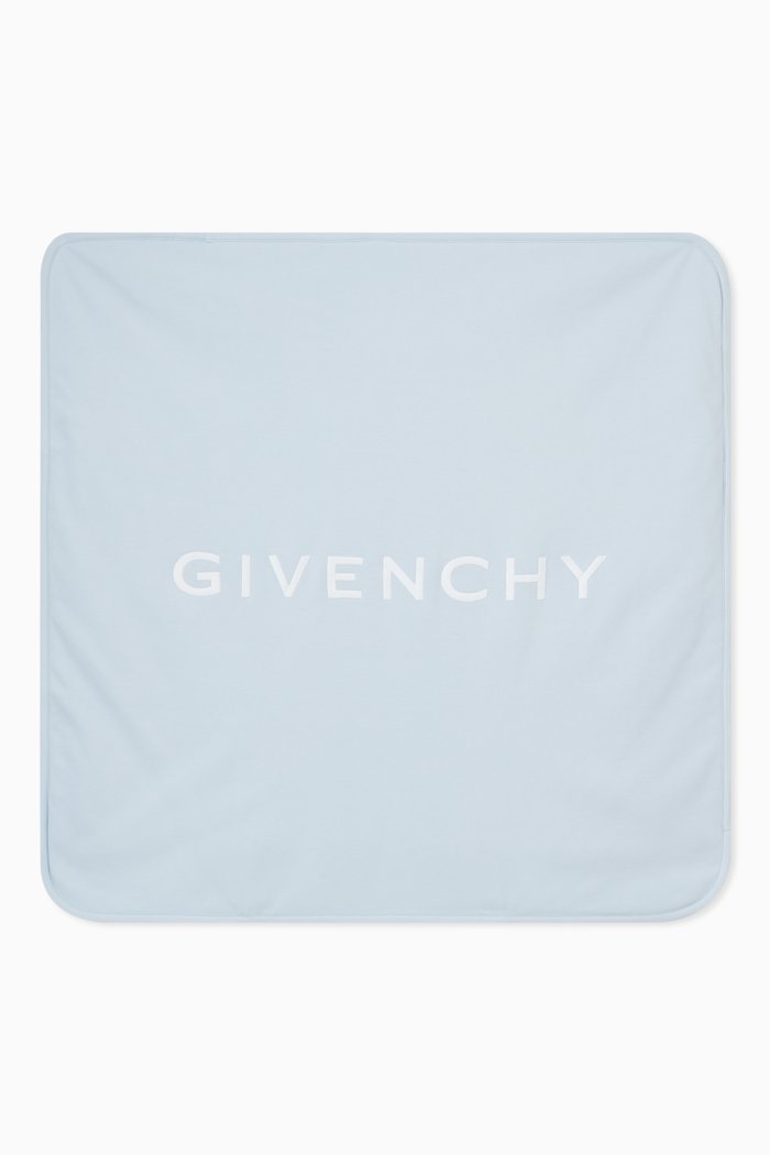 

4G Logo Print Blanket in Cotton, Blue