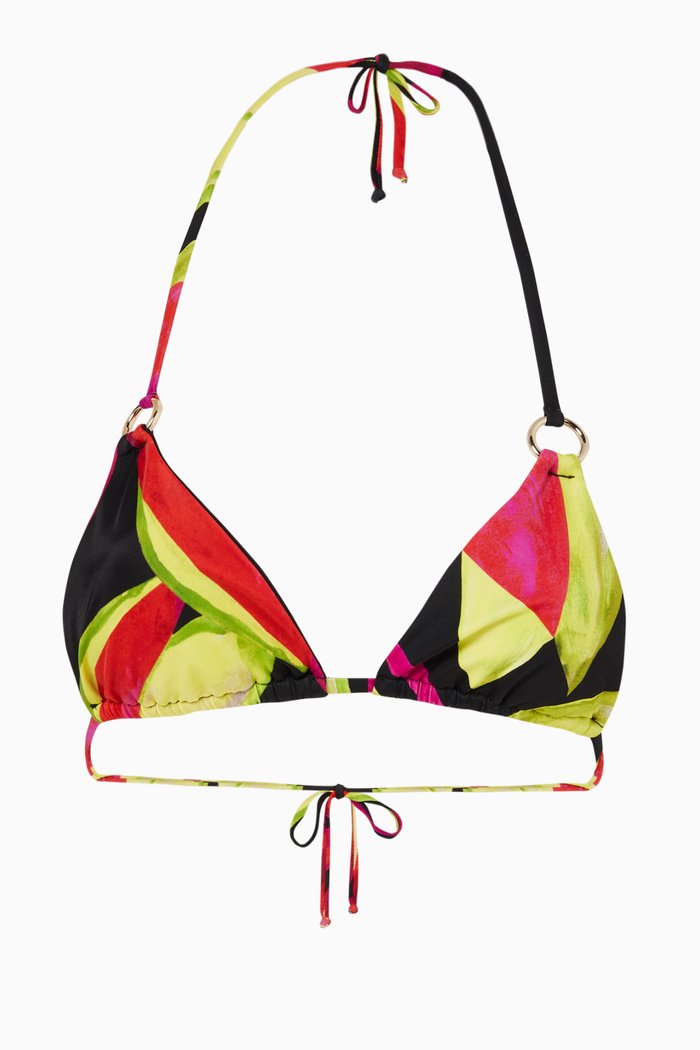 

Mini Ring Triangle Bikini Top in Recycled Nylon, Black