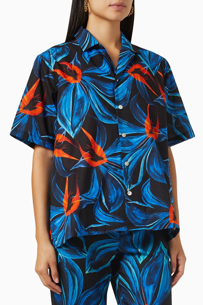

Weekend Floral Shirt in Cotton, Blue