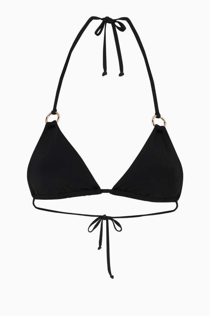 

Mini Ring Triangle Bikini Top in Recycled Nylon, Black