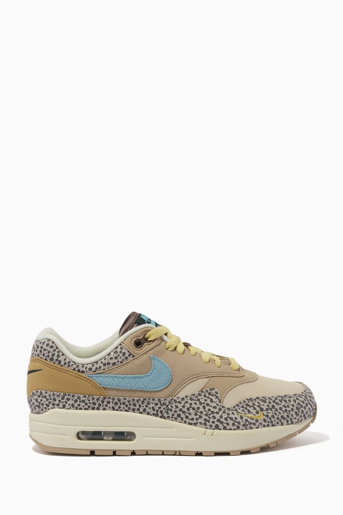 

Air Max 1 Sneakers in Leather and Textile, Multicolour