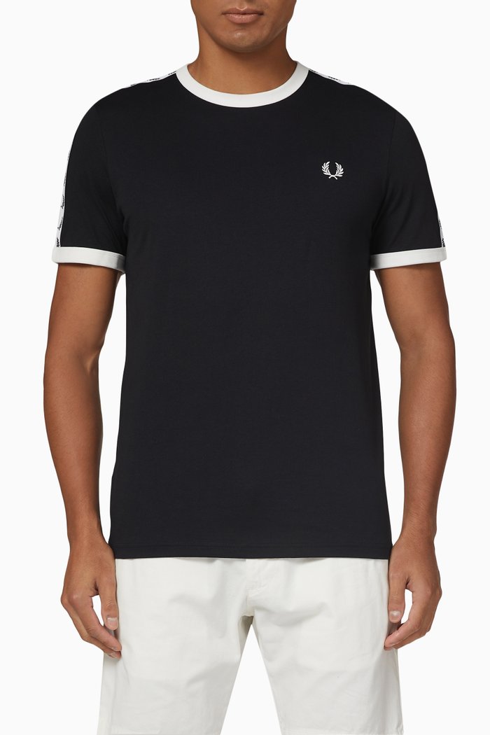 

Ringer T-shirt in Cotton Jersey, Black