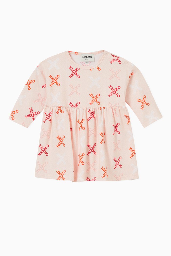 

Cross Logo Print Dress in Jersey, Pink
