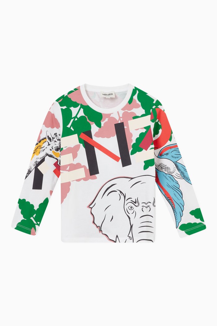 

Elephant Print T-shirt in Cotton, White
