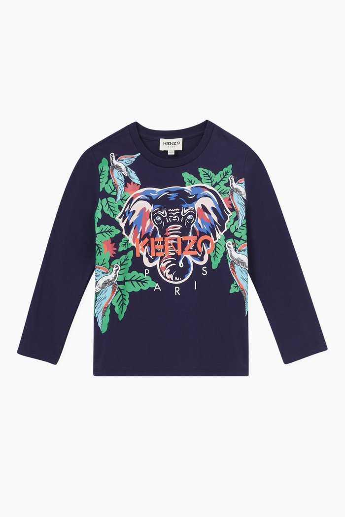 

Elephant Print T-shirt in Cotton, Blue