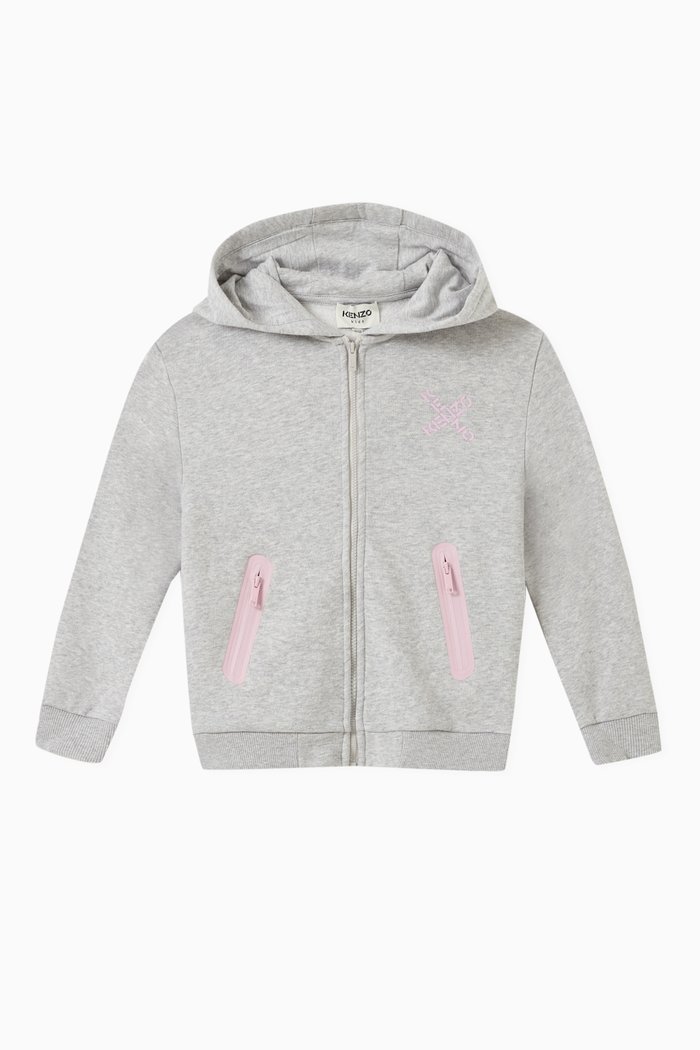 

Logo Print Hoodie in Fleece, Grey