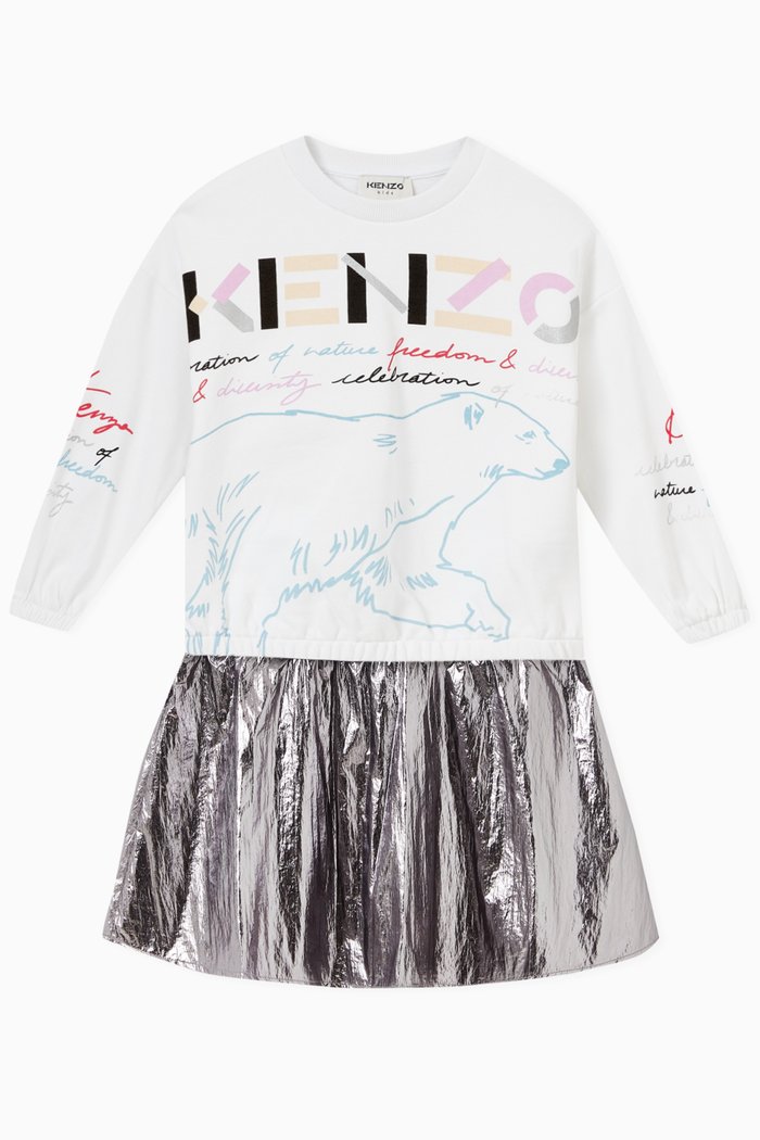 

Logo Print Sweatshirt Dress in Cotton, White