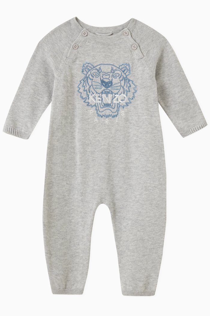 

Logo Print Sleepsuit in Jersey, Grey