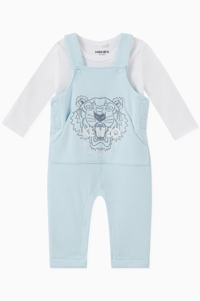

Embroidered Dungaree and T-shirt, Set of Two, Blue