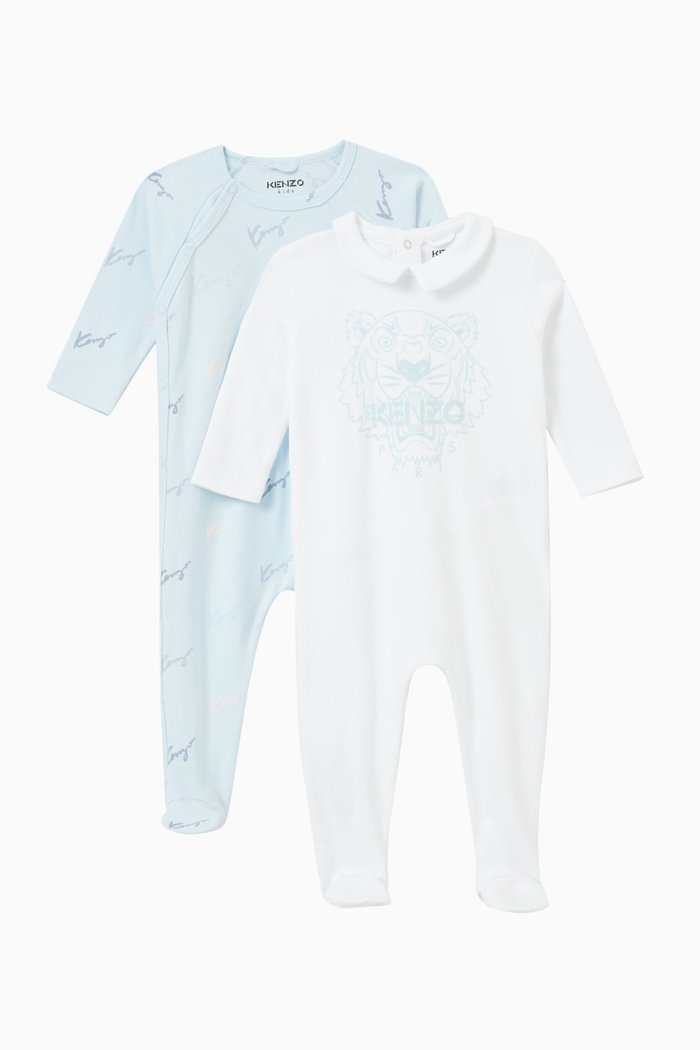 

Logo Bodysuit in Cotton, Set of 2, Blue