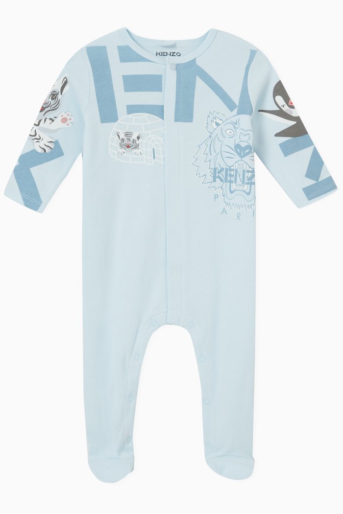 

Logo Print Sleepsuit in Cotton, Blue