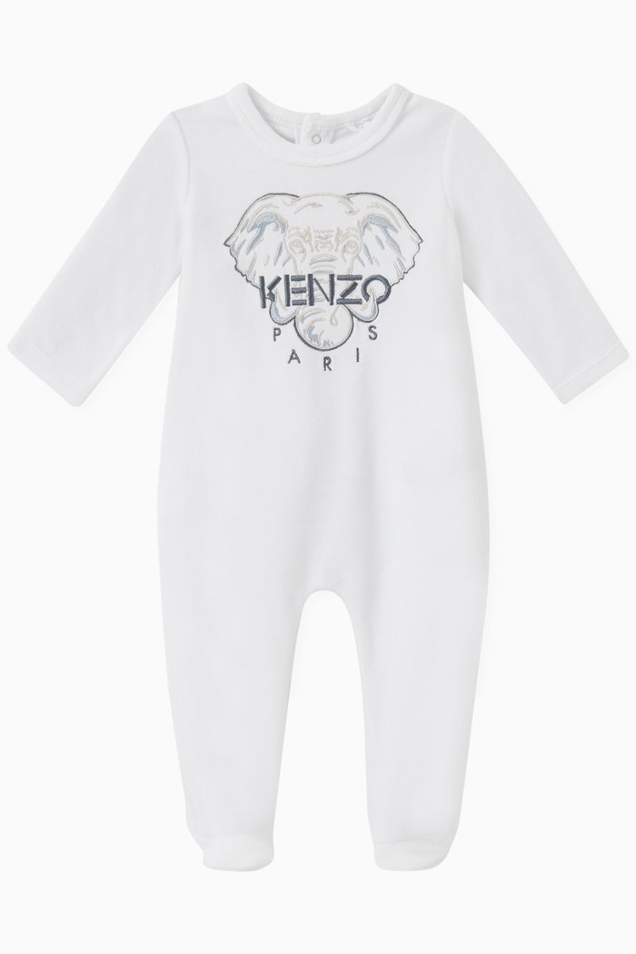 

Logo Embroidered Sleepsuit in Organic Cotton Blend, White