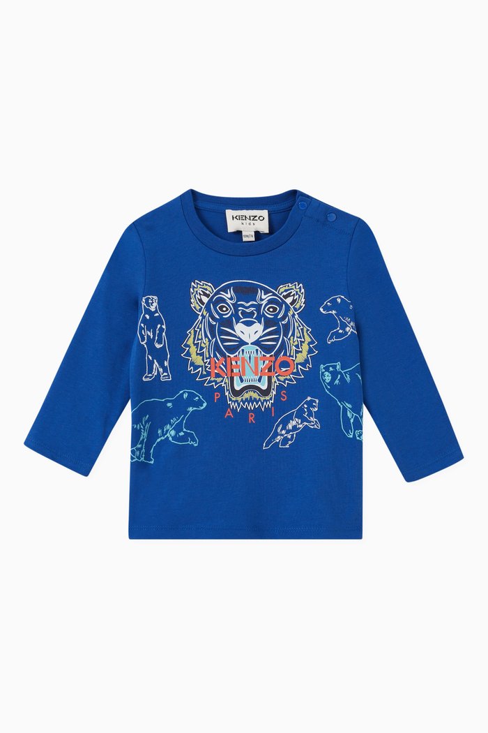 Logo Print T-Shirt in Jersey, Blue