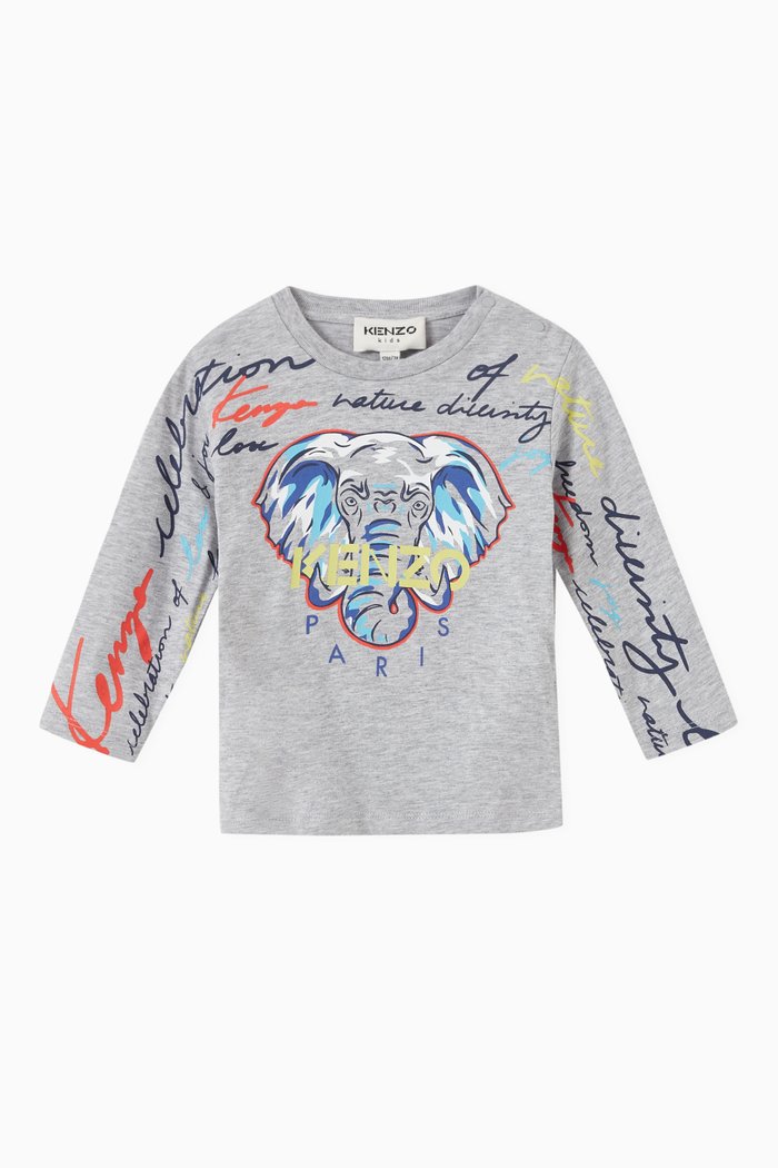 Logo Long-sleeved T-shirt in Cotton, Grey