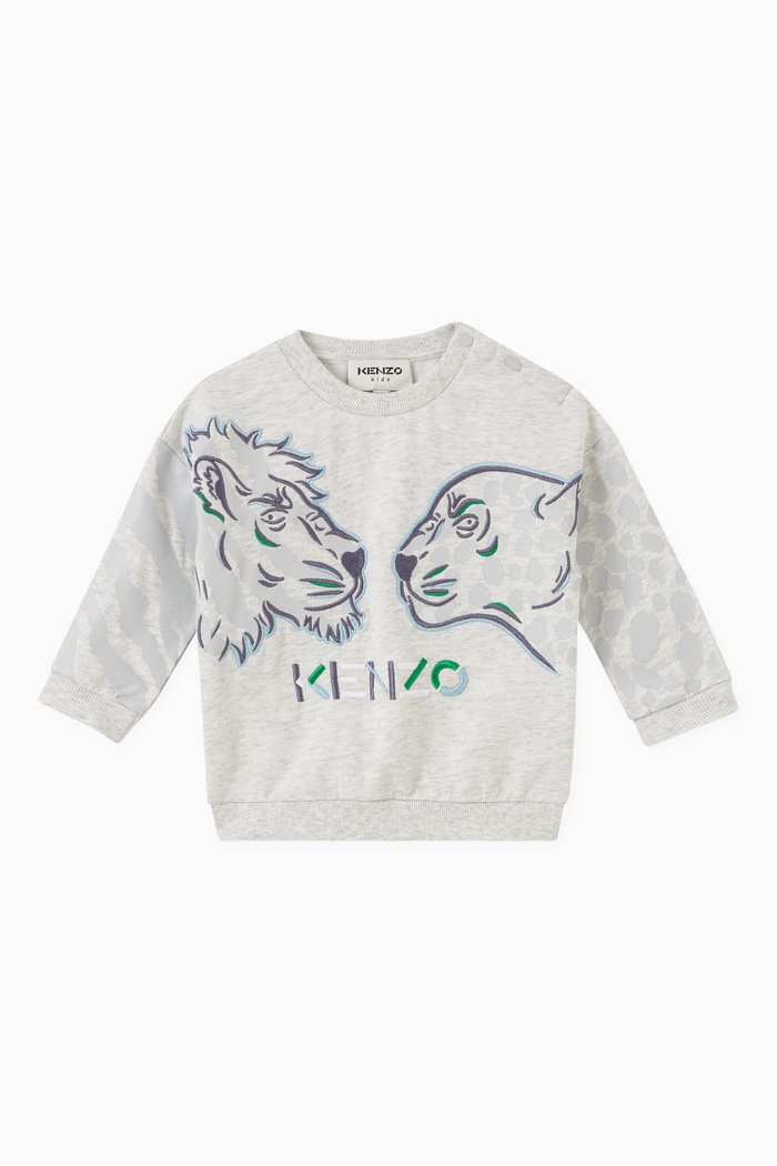 

Embroidered Logo Sweatshirt in Cotton, Grey