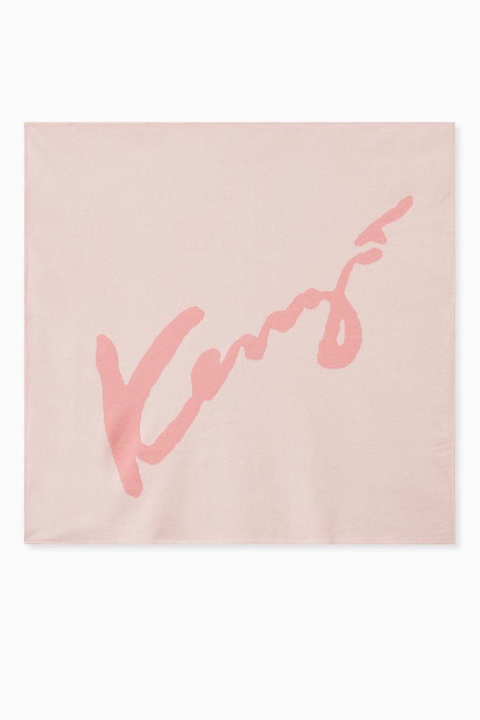Logo Print Blanket in Cotton, Pink