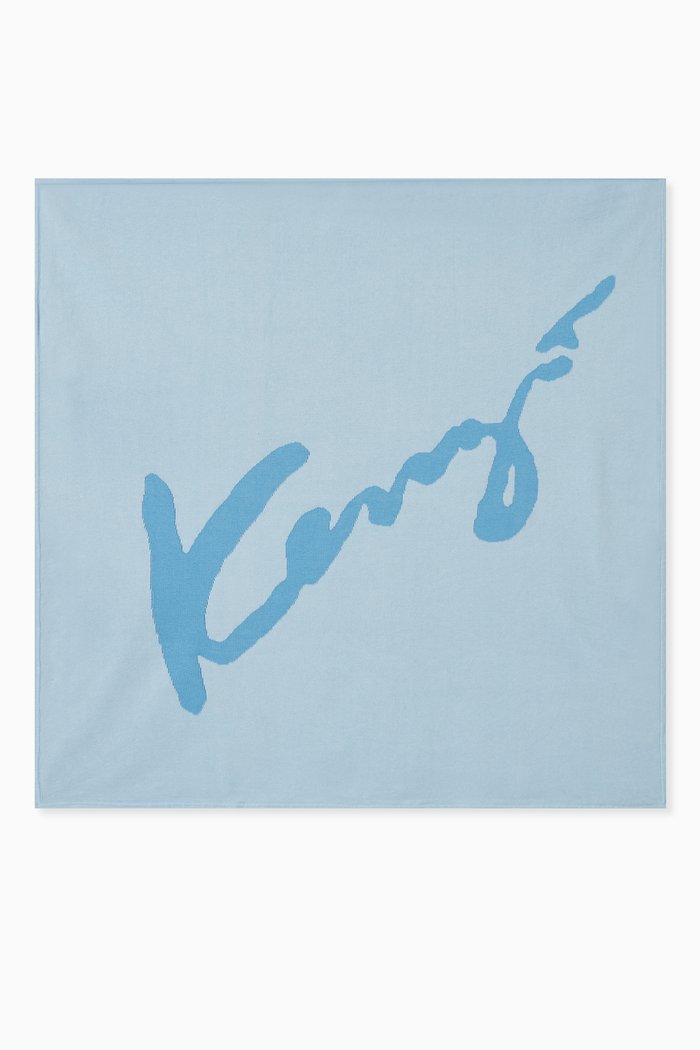 

Logo Print Blanket in Cotton, Blue