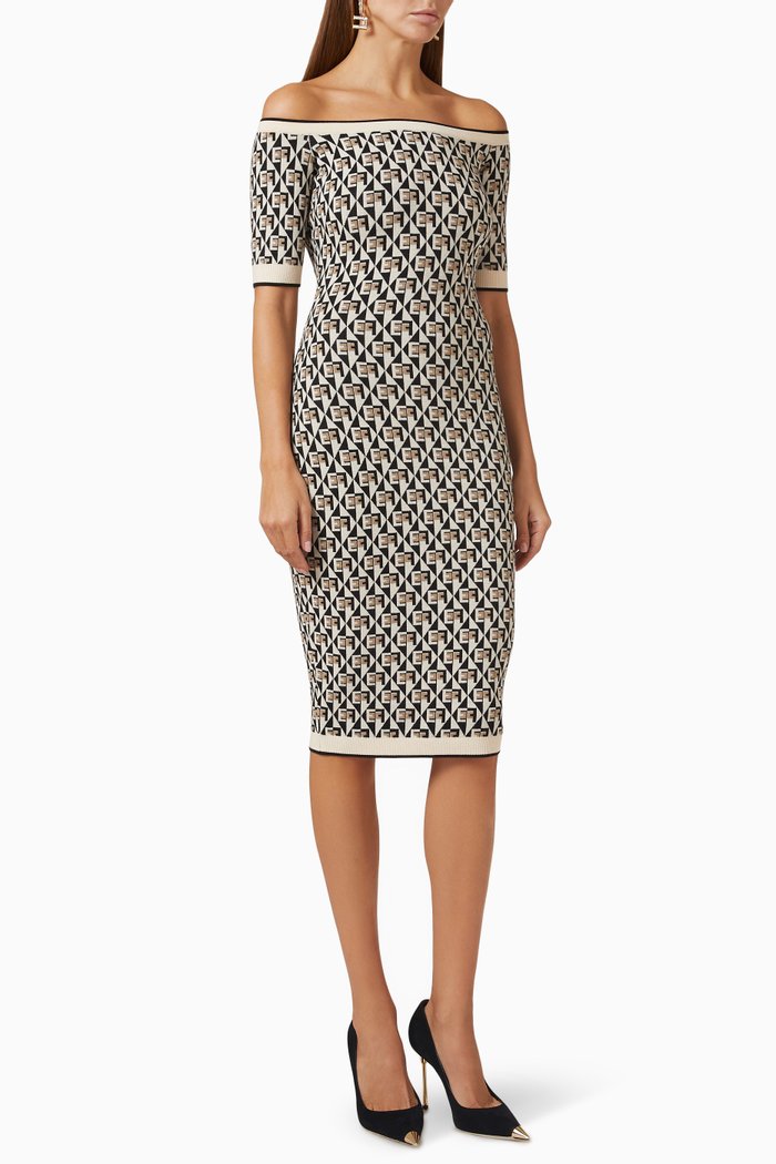 

Logo-jacquard Midi Dress in Knit, Black
