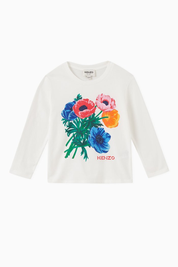 

Floral Print T-shirt in Cotton, Neutral