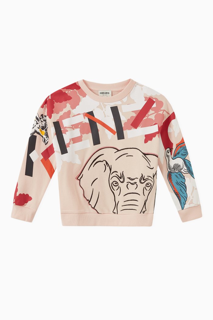 

Logo Print Sweatshirt in Cotton, Pink