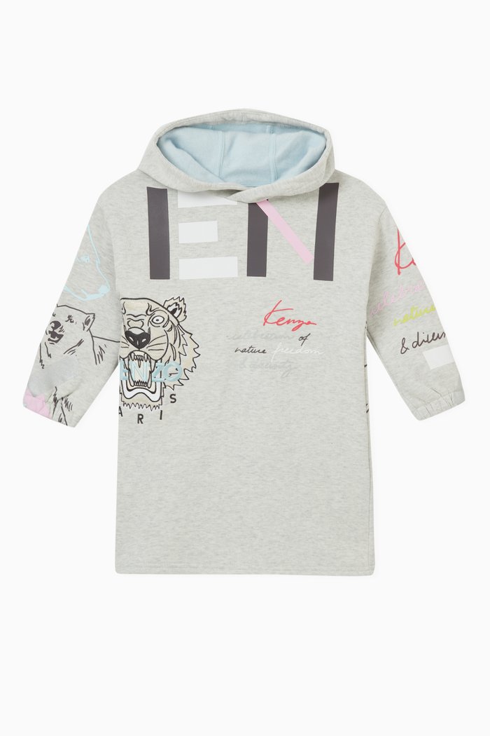 

Hooded Dress in Cotton, Grey