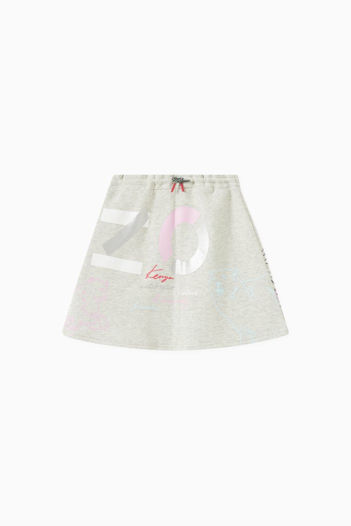 

Logo Print Skirt in Jersey, Grey
