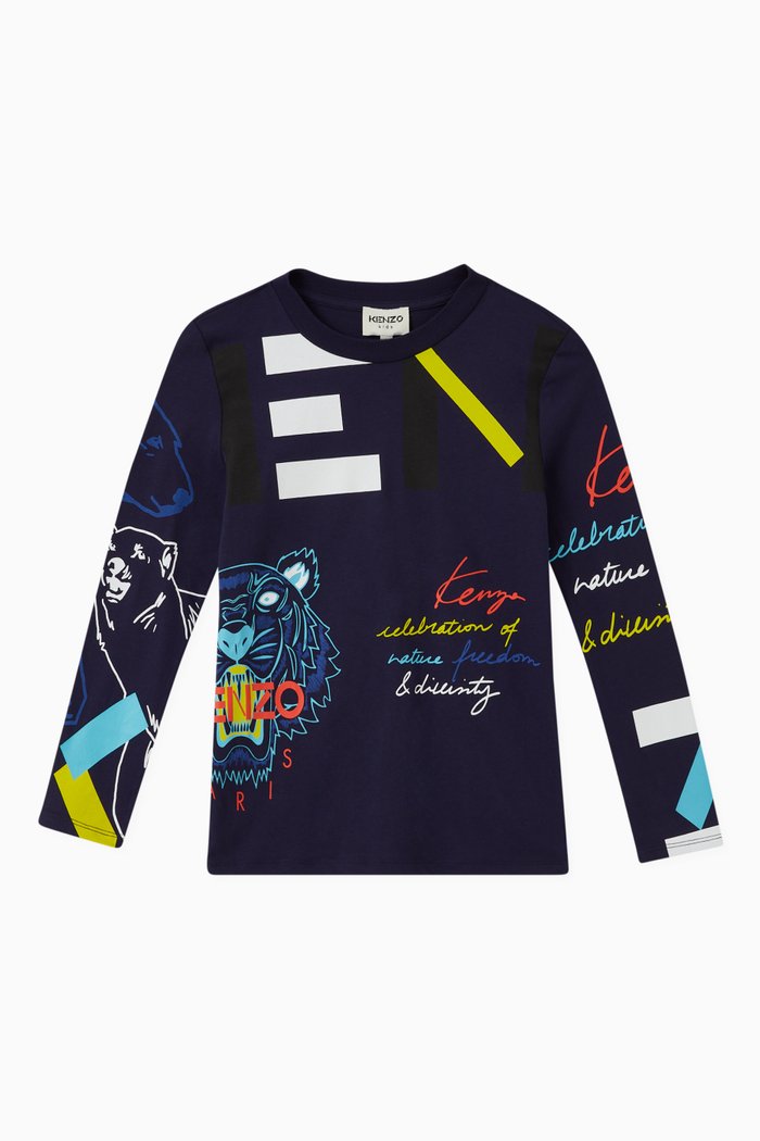 

Graphic Print T-Shirt in Cotton, Blue