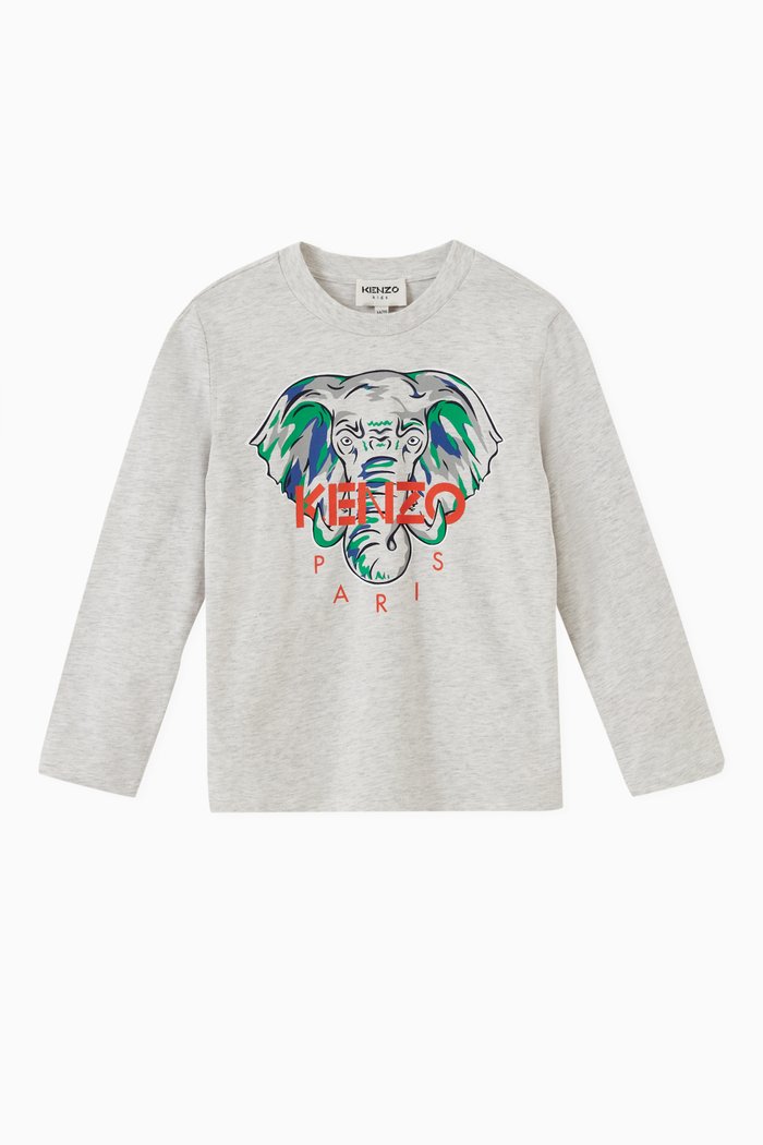 

Elephant Print T-shirt in Cotton, Grey