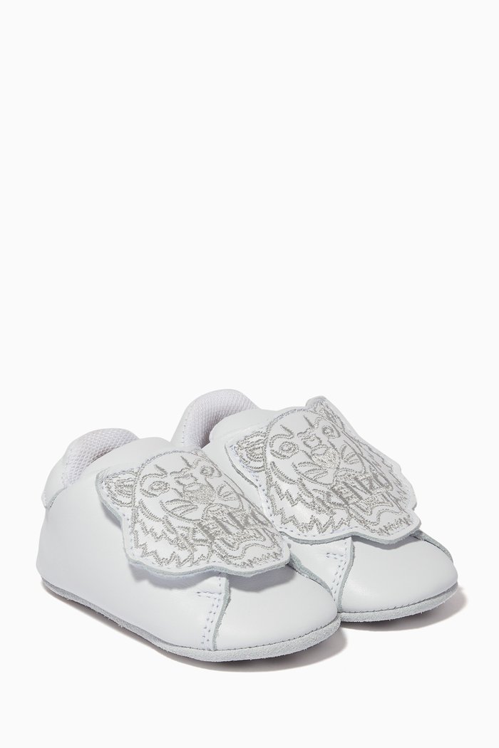 

Tiger Face Sneakers in Leather, White