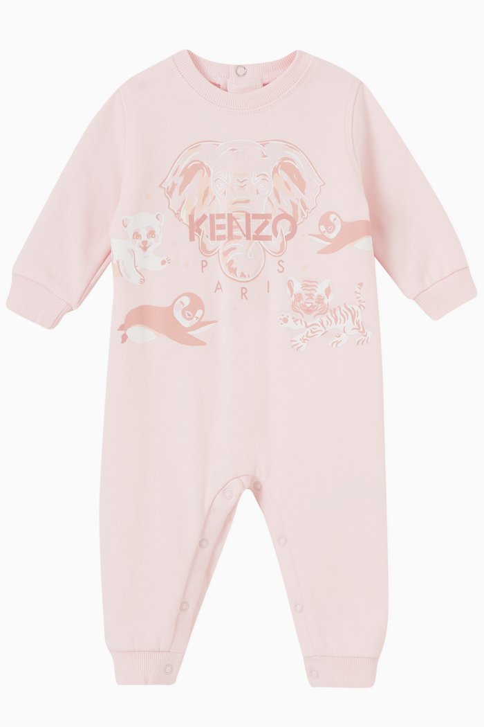 Animal-print Bodysuit in Cotton, Pink