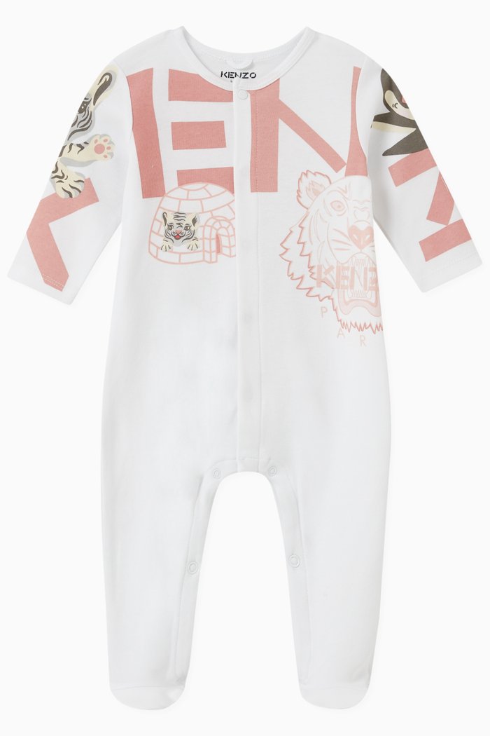 

Logo Print Sleepsuit in Jersey, White