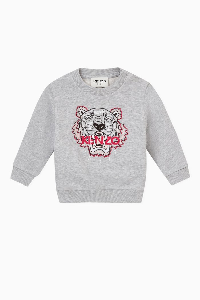 Tiger Sweatshirt in Cotton, Grey