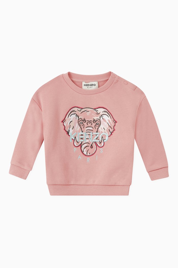 

Logo Print Sweatshirt in Fleece, Pink