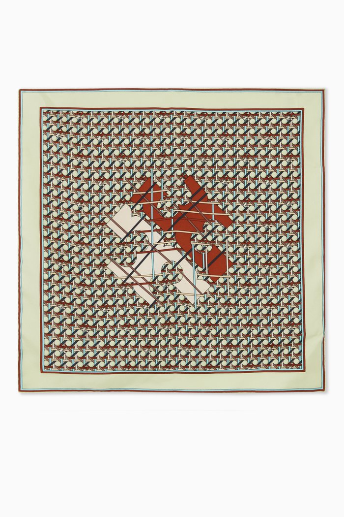 

Basket-Weave Logo Neckerchief in Silk, Green