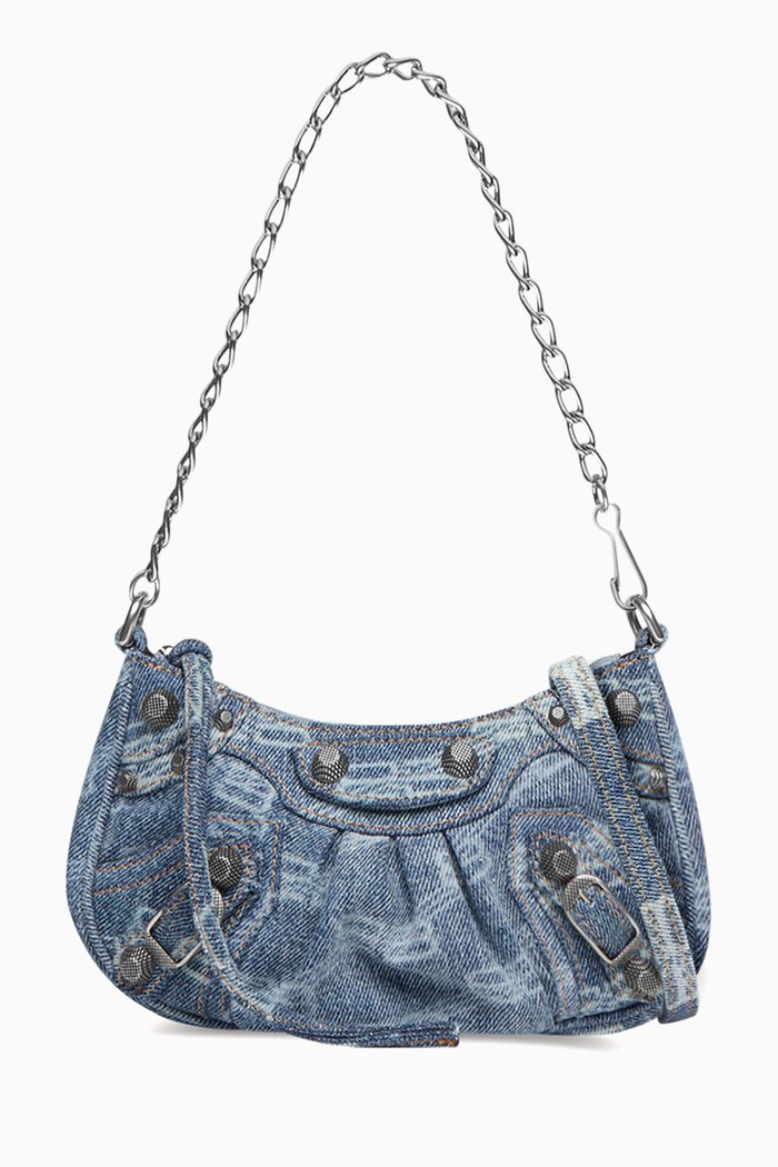

Le Cagole Mini Purse with Chain in BB Monogram Denim, Blue