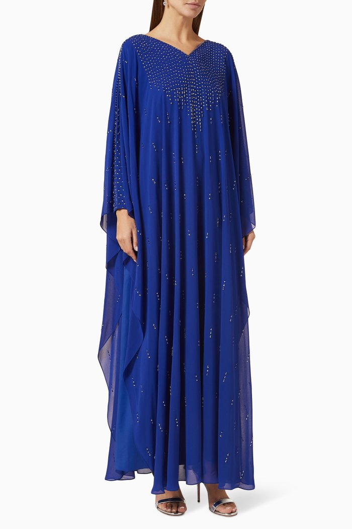 

Embellished Kaftan in Chiffon, Blue