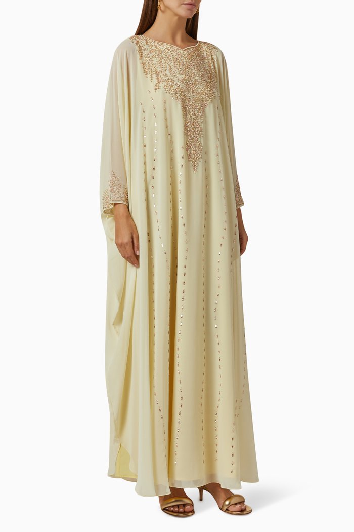 

Embellished Thoub in Chiffon, Yellow